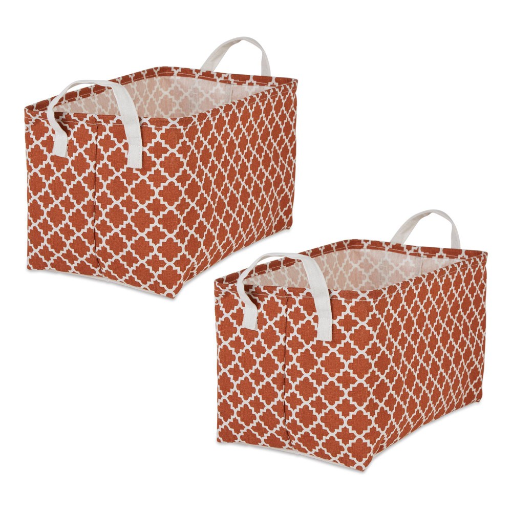 Photos - Laundry Basket / Hamper Design Imports Set of 2 Rectangle L 10.5 x 17.5 x 10 Pe Coated Cotton Poly