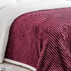 Plazatex Soft Plush Corduroy Lined Oversized All Season Comfort for Bedroom or Lounging Blankets - Queen 90" x 90", Burgundy - 3 of 4