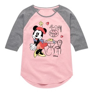 Girls' - Disney - Mickey & Friends Shirt Tail Raglan Graphic T-shirt - 1 of 4
