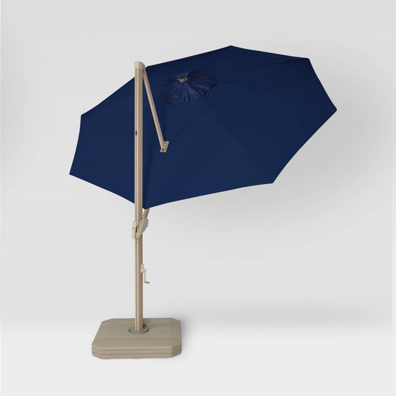 11' Round Offset Solar Outdoor Patio Market Umbrella with Light Wood Pole - Threshold™, 2 of 6