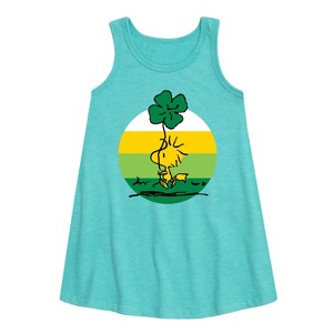 - Peanuts - Woodstock Shamrock Graphic Sleeveless Aline Dress - 1 of 4