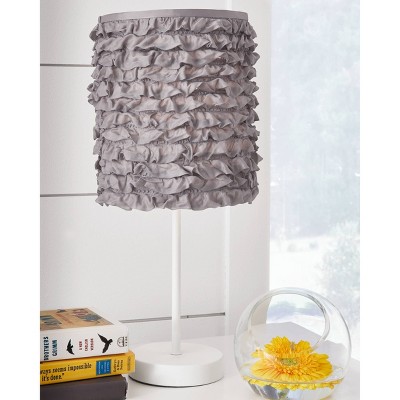 Signature Design by Ashley Mirette Table Lamp Gray/White: Contemporary Buffet Lamp, Painted Metal Base, Linen Shade, UL Listed, 19.5" H
