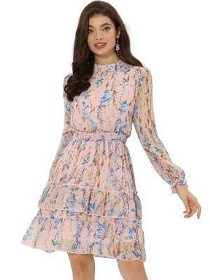 Allegra K Women's Boho Crossover V Neck Petal Sleeves Belted Floral Flowy  Dress : Target