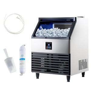 AMERLIFE Freestanding Commercial Ice Makers with Storage Capacity, Stainless Steel, Self-Cleaning, Ideal for Home, Bar & Restaurant Use - 1 of 4