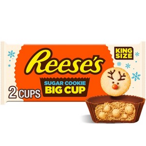 Reese's Christmas Milk Chocolate Peanut Butter Sugar Cookie Candy King Size - 2.6oz - 1 of 4