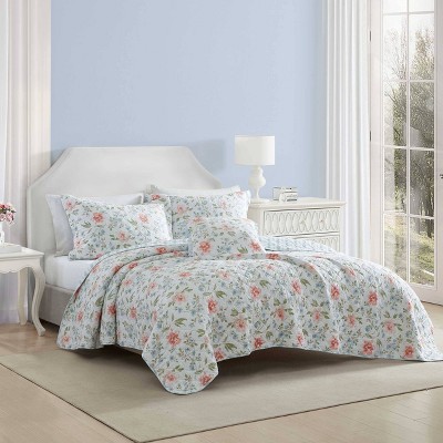 Emilie Pink Floral Cotton Twin Quilt Set