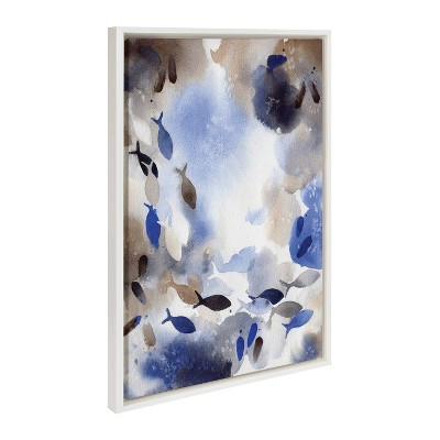 Set of 3 Blue and Brown Abstract Fish Canvas Art