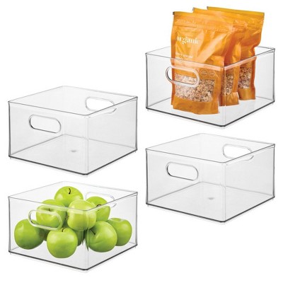 Plastic Storage Bin with Handles - Set of 4 - Clear - Made in USA