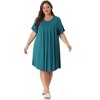 Agnes Orinda Women's Plus Size Comfort Pleated Front Short Sleeve Nightgowns - 3 of 4