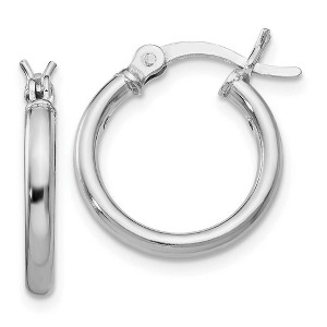 Black Bow Jewelry 2mm Polished Sterling Silver Round Hoop Earrings, 15mm (9/16 in) - 1 of 4