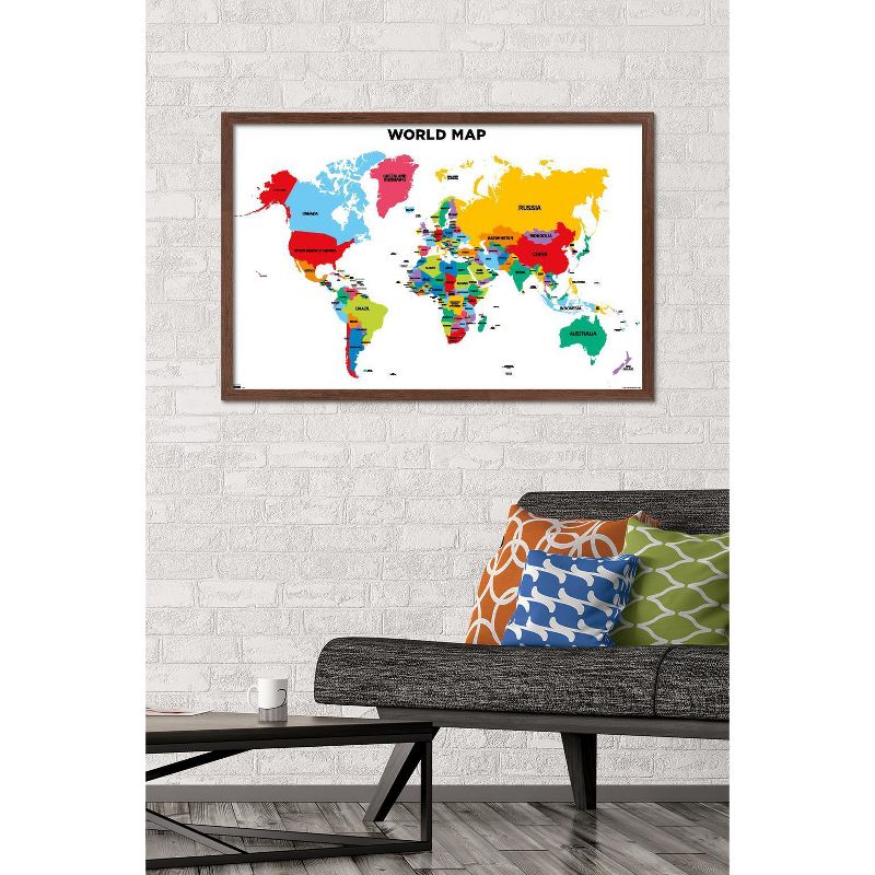 Trends International Map - World 2022 Framed Wall Poster Prints, 2 of 7