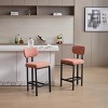 Grungis Polyester Armless Bar Stools Set of 2,Upholstered Counter Stools with Back and Black Metal Legs,Kitchen Chair for Kitchen Island - 2 of 4