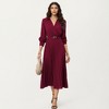 Anna-Kaci Women’s Long Sleeve Dress with Pleated Skirt Structured Wrap Front Collar Detail and Belted Waist for a Smooth Shape - 2 of 4