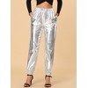 INSPIRE CHIC Women's Metallic Shiny Sparkle Elastic Waist Pants - 4 of 4