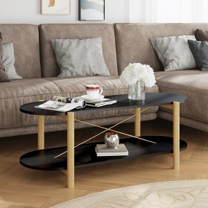 vidaXL Coffee Table Black 43.3 in.x18.9 in.x15.7 in. Engineered Wood - 1 of 4