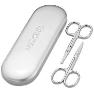 MEDca Stainless Steel Grooming Scissors with Travel Case – Precision Trimming Kit for Nose, Ear, and Facial Hair - 1 of 4