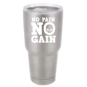 100 North 30 Ounce Stainless Steel On the Go Travel Tumbler With Push Top Lid, No Pain No Gain Silver - 1 of 4