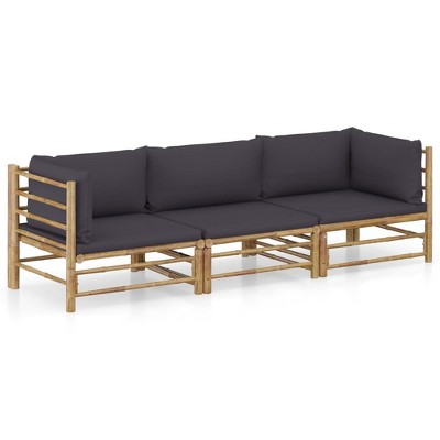 Garden Lounge Set Dark Grey Bamboo, Polyester Medium Modular vidaXL