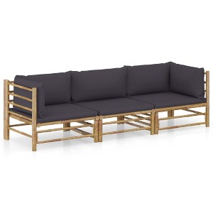 Garden Lounge Set Dark Grey Bamboo, Polyester Medium Modular vidaXL - 1 of 4