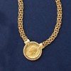 Ross-Simons Italian 18kt Gold Over Sterling Replica Lira Coin Byzantine Necklace - 4 of 4