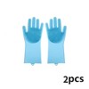 Paaaawaters 1 set Pink blue dishwashing gloves, suitable for housework, kitchen, durable silicone - 2 of 4