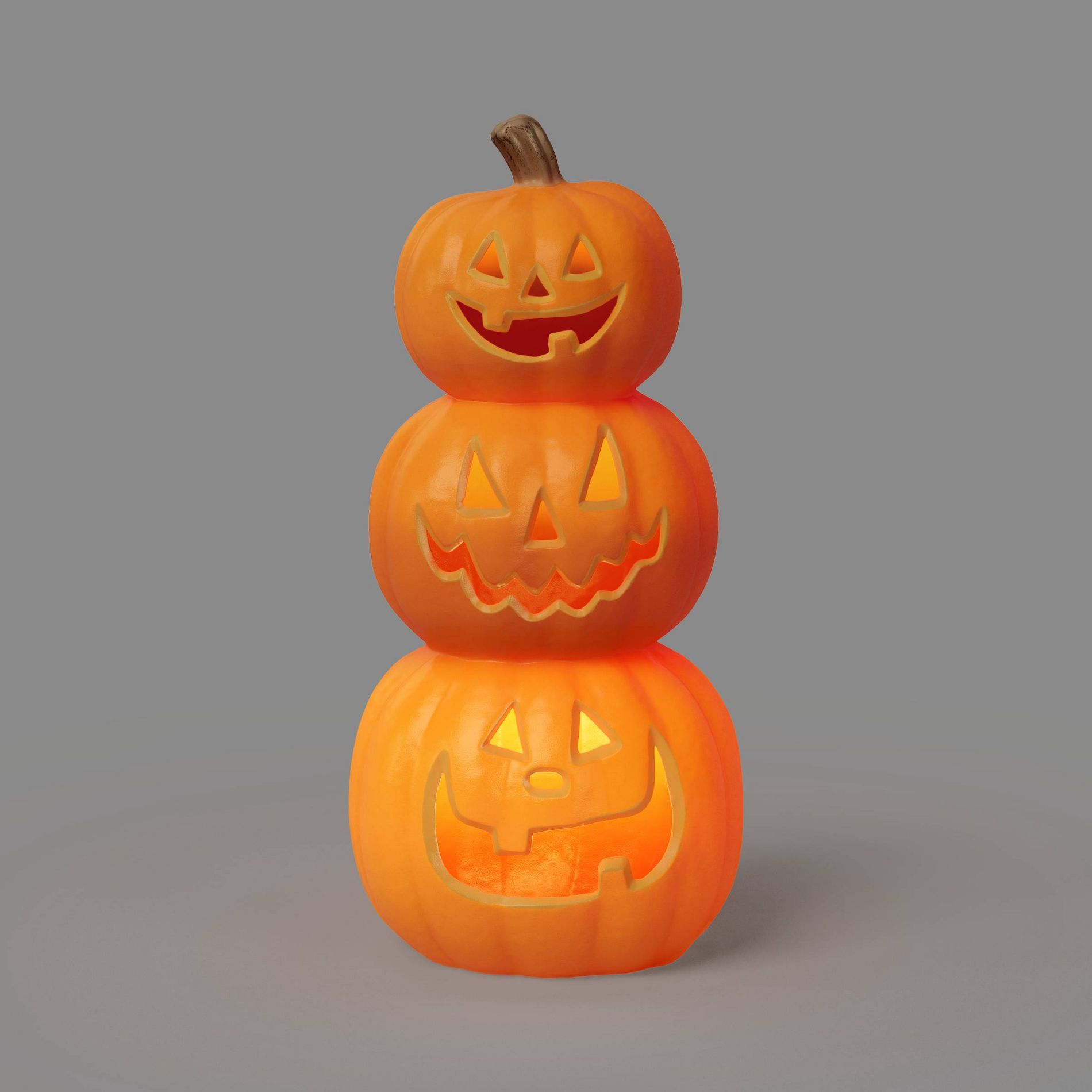 18.75" Lit Pumpkin Triple Stacked Pumpkin with Timer Decorative Prop - Hyde and EEK! Boutique™