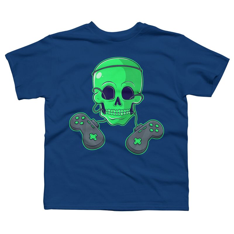 Boy's Design By Humans Halloween Skeleton Skull Crossbones Video Gamer By TaiHan T-Shirt, 1 of 5