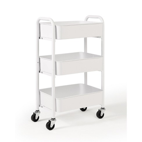 SunnyPoint 3-Tier Delicate Compact Rolling Metal Storage Organizer-Mobile Utility Cart White - image 1 of 4