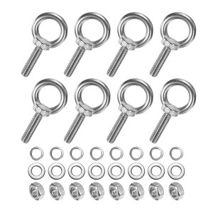 Unique Bargains Stainless Steel Durable Rust-Resistant Eyebolts with Nuts Washers Male Screw for Fastening 10 Pcs - 1 of 4