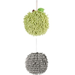 REGALWOVEN 2 Pack Soft Absorbent Chenille Fuzzy Ball Hand Towels for Bathroom Home Decor 6" x 6" - 1 of 4