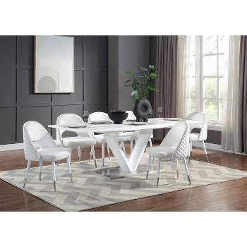 21" Zemirah Accent Chair White Velvet/White Gloss Finish - Acme Furniture