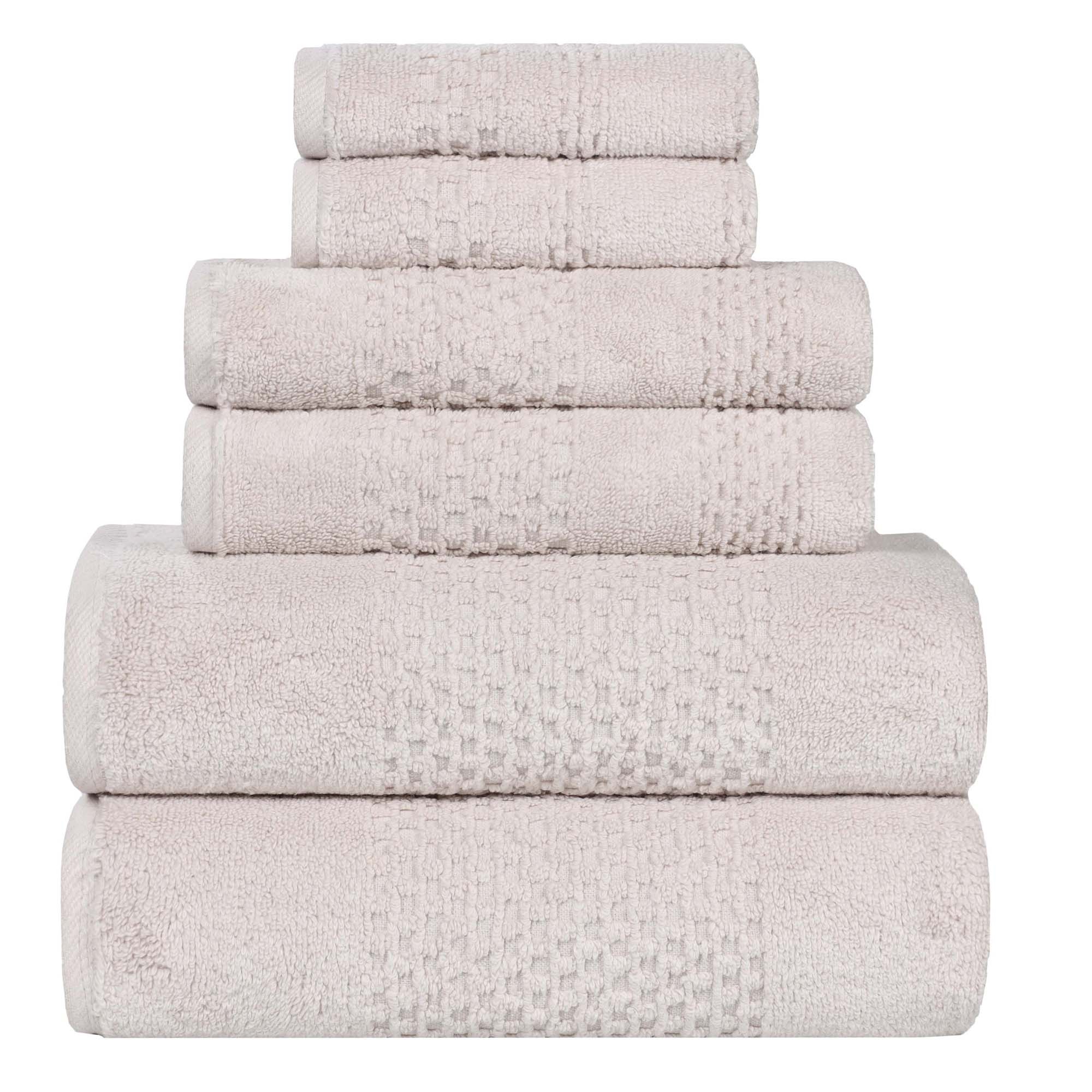 Zero Twist Waffle Textured Cotton Medium Weight 6 Piece Towel Set, Silver - Blue Nile Mills