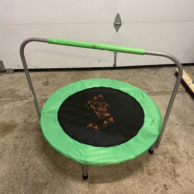 Skyland Mini Trampoline for Kids with Adjustable Handrail and Safety Cover,  Green