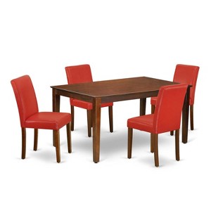 Rectangle Dining Set 5Pc Table & Chairs Southwestern Firebrick Red PU Leather - 1 of 4