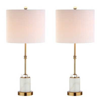 27" (Set of 2) Harper Marble/Crystal Table Lamps (Includes LED Light Bulb) White - JONATHAN Y