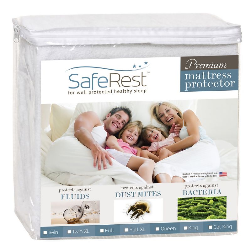 SafeRest Waterproof Mattress Protector - Premium Mattress Cover with Soft Cotton Terry Surface - Noiseless Protection, 1 of 7