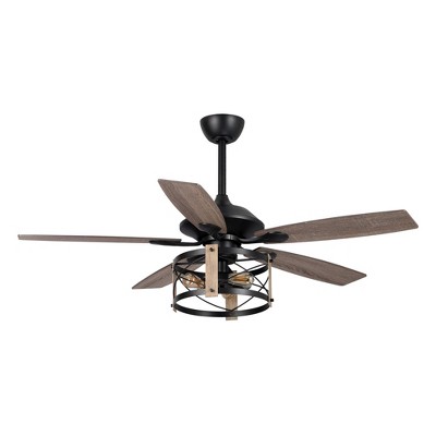 Parrot Uncle 52" Modern Black Ceiling Fan with Lights and Remote