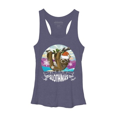 Women's Design By Humans Merry Slothmas - Funny Christmas Pajama for Sloth LoversÂ By TELO213 Racerback Tank Top