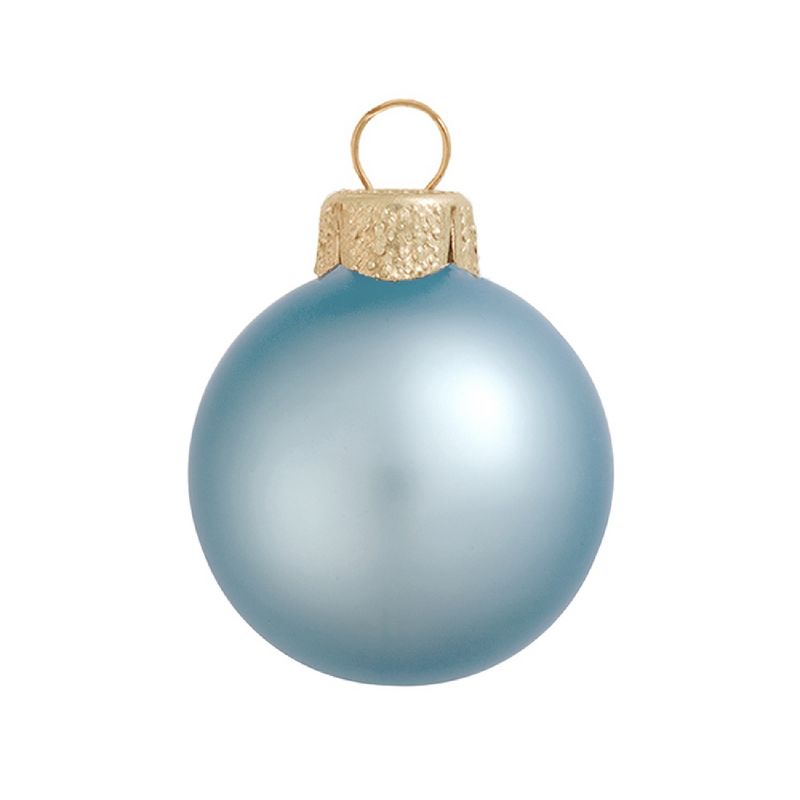 Northlight 6ct Matte Sky Blue Glass Ball Christmas Ornaments 4" (100mm), 1 of 2