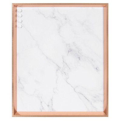 28" x 22" Calter Marble Decorative Magnetic Memo Board Rose Gold/Marble - Kate and Laurel