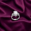 Slickblue Polished Stainless Steel Three-Stone Engagement Ring for Women - 15mm Clear CZ Pear, Synthetic, Size 5-10 - 2 of 4