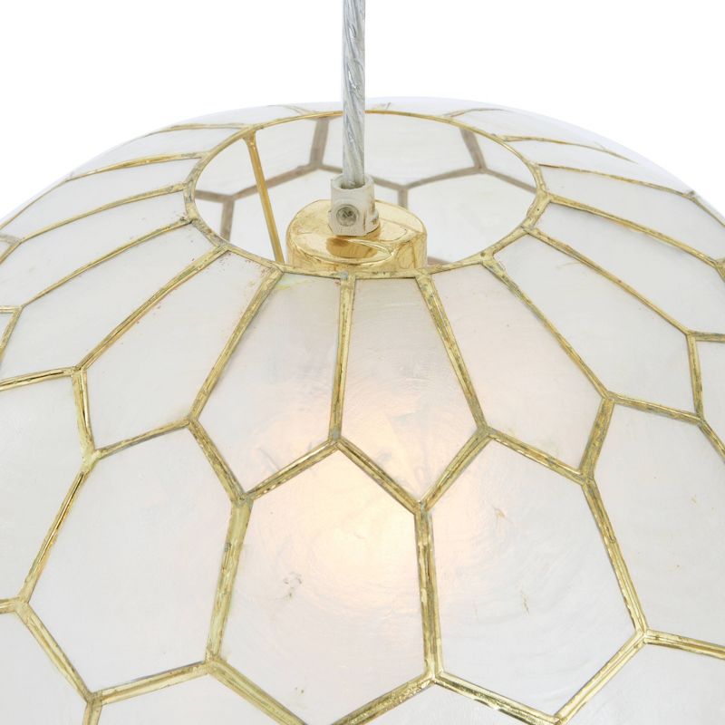 Storied Home Capiz Honeycomb Globe Pendant Light Capiz White Seashells , 4 of 8