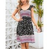 Clearlove Women's Summer Floral V Neck Flutter Sleeve Bohemian Smocked Casual Swing Mini Dress - 2 of 4