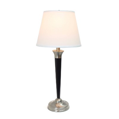 Malbec Black and Brushed Nickel 3-Piece Lamp Set with Cream Shades