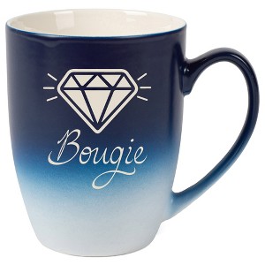 100 North Sparkling Diamond 10 Ounce Navy Blue and White Two Toned Ombre, Comfortably Fits Your Hands, Ceramic Tea Coffee Cup Mug, Bougie - 1 of 1