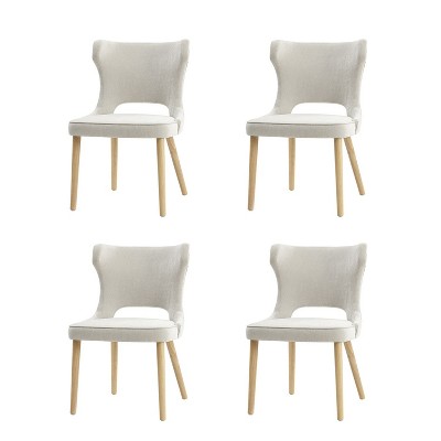 Leticia Mid-century Modern Wingback Dining Chair with Solid Wood Legs Set of 4|ARTFUL LIVING DESIGN-Grey