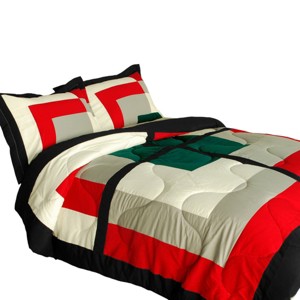 Slickblue Twin Comforter Set, Vermicelli Quilting, Patchwork Bedding, Handmade Look, Multiple Design Options - 1 of 3