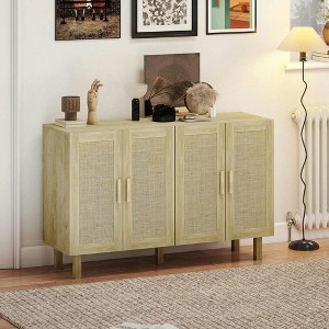 Resenkos Boho Buffet with 4 Woven Rattan Doors and Adjustable Interior Shelves - 1 of 4