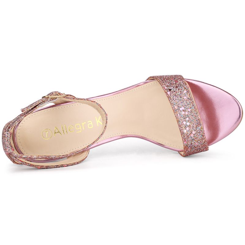 Allegra K Women's Glitter Ankle Strap Stiletto High Heel Sandals, 5 of 8