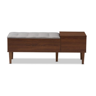 Merrick Mid-Century Modern Oak & Espresso Entryway Storage Bench